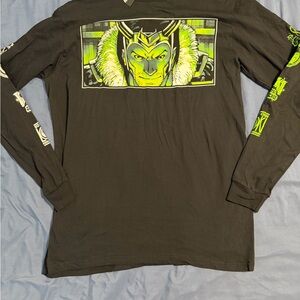 Loki Marvel  Mens Long Sleeve T-Shirt - Green  Logos on Sleeves Sz XL